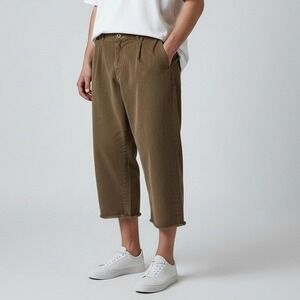 Jungmaven Pants Mens M Brown Hemp Cotton Reggae Crop Frayed Hem Festival Casual